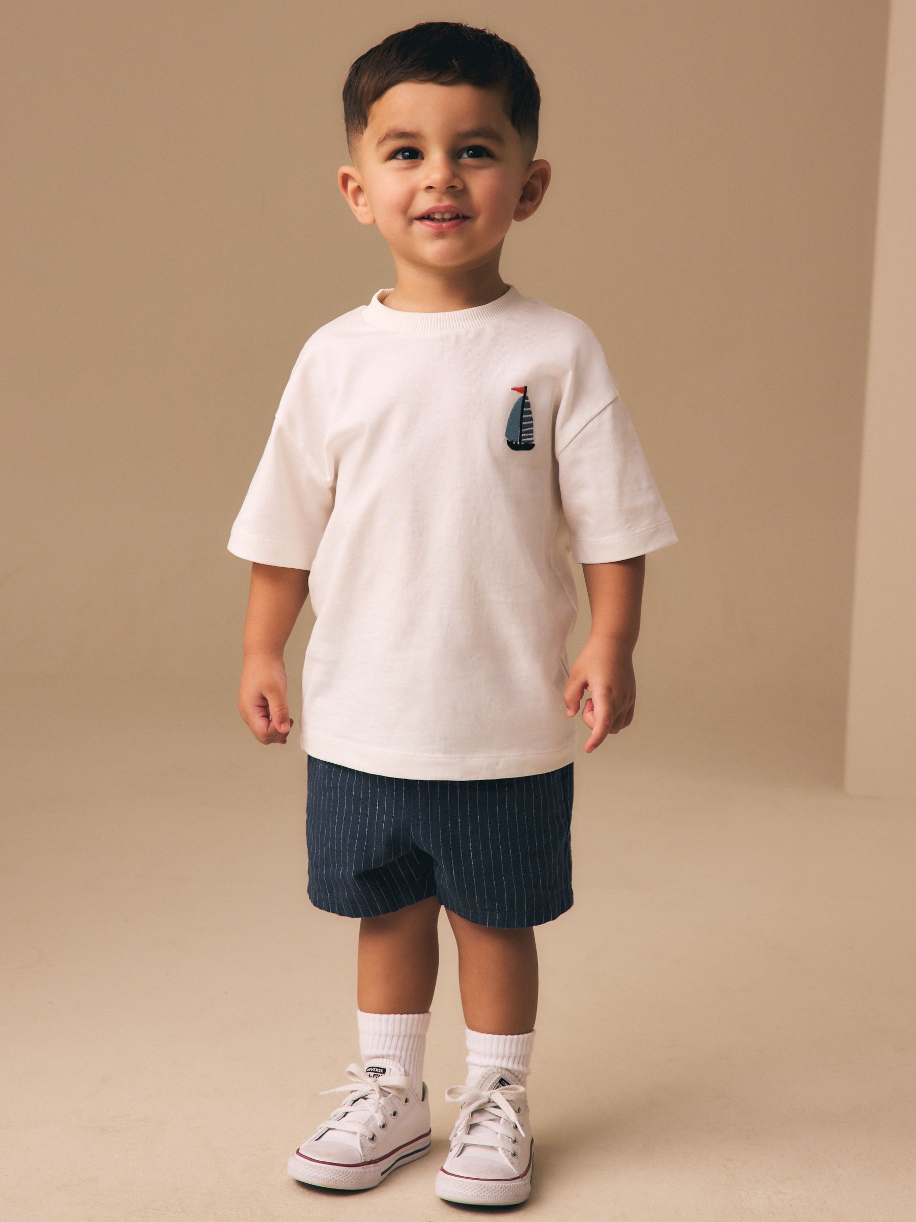 Buy White Boat Short Sleeve Small Graphic T-Shirt (3mths-7yrs