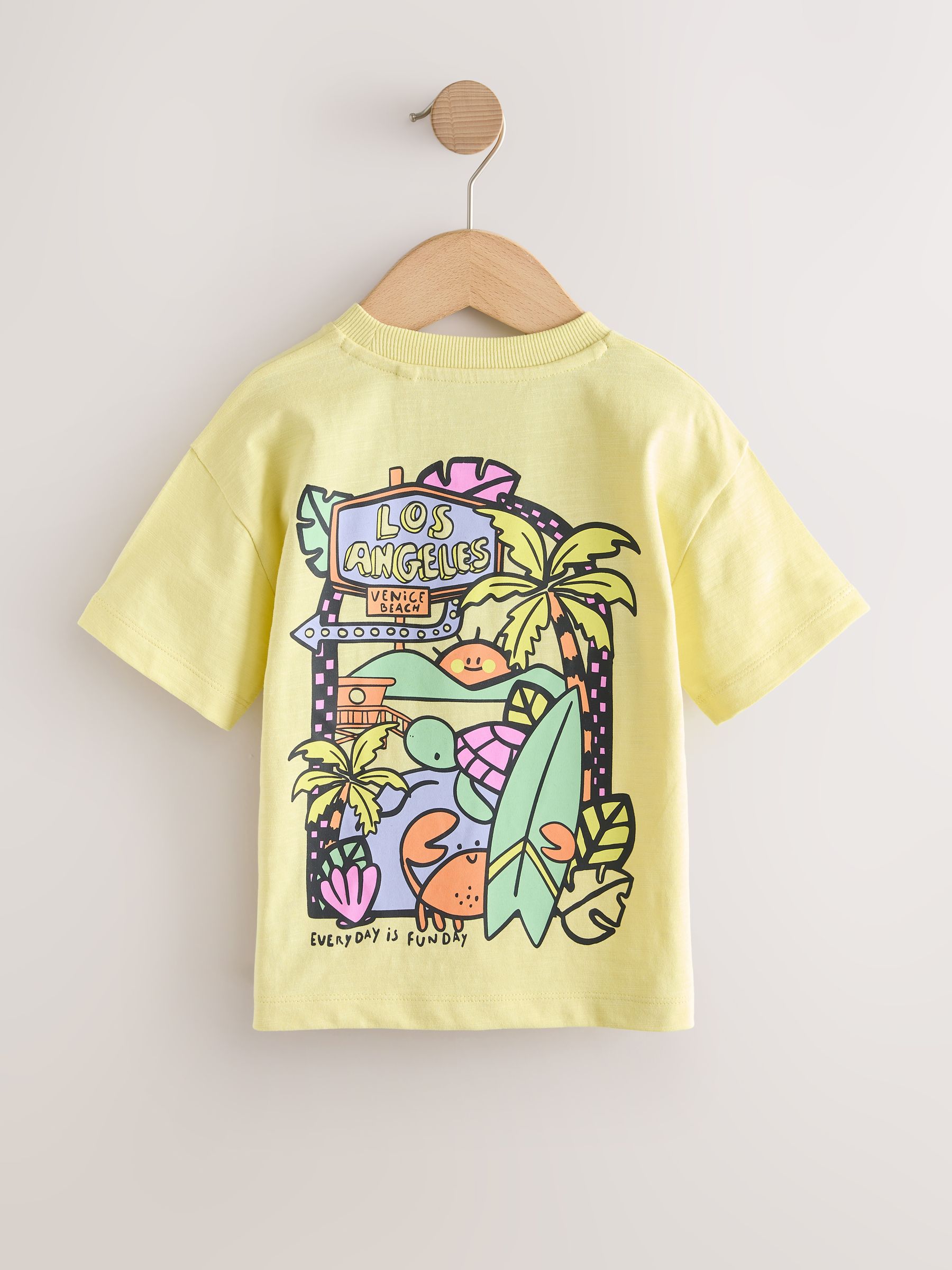 Summer　SALE　㉙ Buy Yellow LA Surf Short Sleeve Graphic T-Shirts 3 Pack (3mths