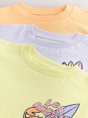 Yellow LA Surf - ছোট হাতা গ্রাফিক টি-শার্ট 3 প্যাক (3মাস-7বছর) - 7এর মধ্যে 7 ছবি