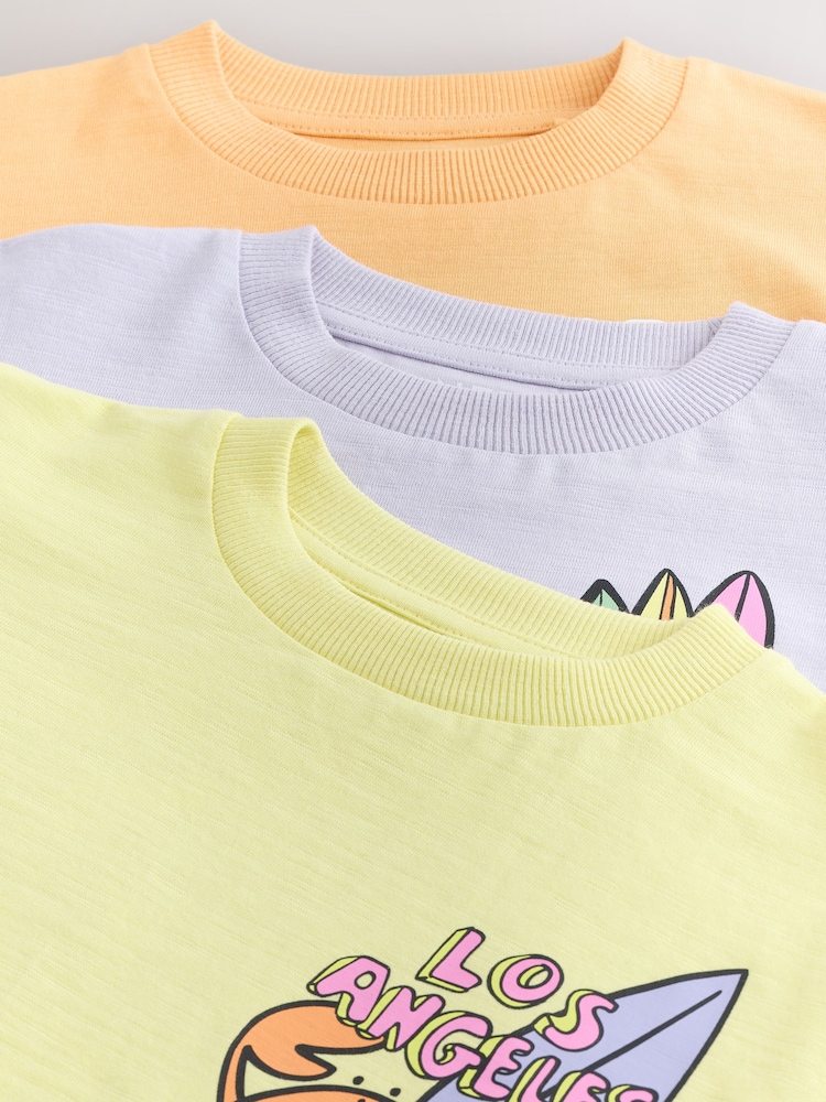 Yellow LA Surf - ছোট হাতা গ্রাফিক টি-শার্ট 3 প্যাক (3মাস-7বছর) - 7এর মধ্যে 7 ছবি