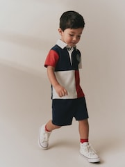 Red/Blue/Green Colourblock Short Sleeve Polo Shirt and Shorts Set (3mths-7yrs) - Image 2 of 9
