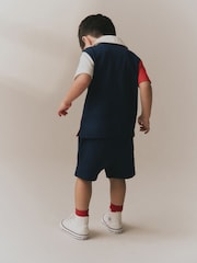Red/Blue/Green Colourblock Short Sleeve Polo Shirt and Shorts Set (3mths-7yrs) - Image 3 of 9