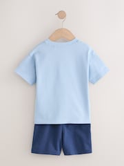 Blue Diagonal Stripe Short Sleeve T-Shirt and Shorts Set (3mths-7yrs) - Image 5 of 7