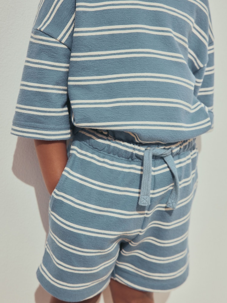 Blue Stripe Short Sleeve All-Over Print T-Shirt and Shorts Set (3mths-7yrs) - Image 2 of 3