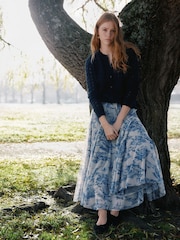 Laura Ashley Navy Pointelle Long Sleeve Cardigans Twin Set With Wool - Image 2 of 3