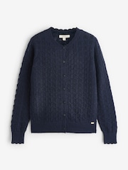 Laura Ashley Navy Pointelle Long Sleeve Cardigan - Image 9 of 11