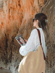 Lisa Stripe Beach Bag In Natural Beige - Image 2 of 3
