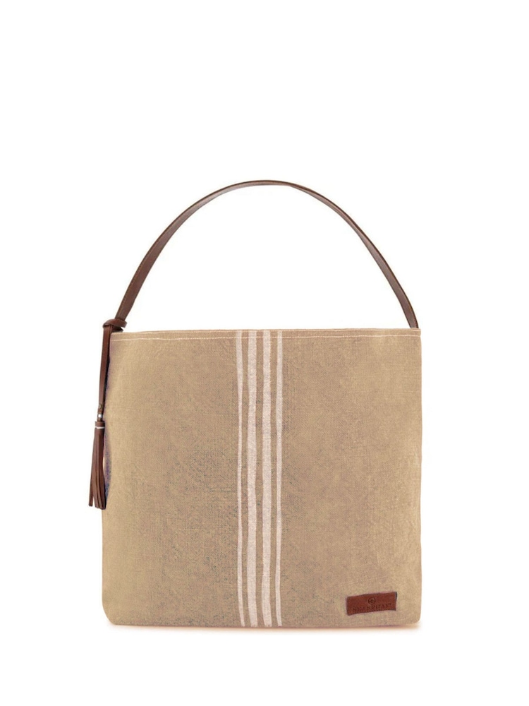 Lisa Stripe Beach Bag In Natural Beige - Image 3 of 3