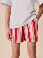 红色/粉色条纹 - 纹理短裤（3-16岁） - 7的图像1｝