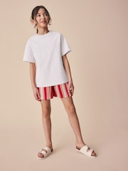 红色/粉色条纹 - 纹理短裤（3-16岁） - 7的图像2｝