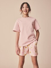 粉色花朵 - 纹理短裤（3-16岁） - 9的图像1｝