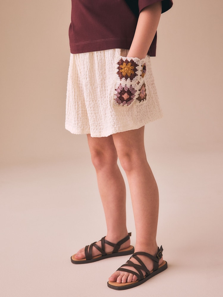 Cream - Crochet Pocket Shorts (3-16yrs) - Imaginea 2 din 8