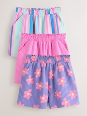 Pink/Stripe/Flower Textured Shorts (3-16yrs) - Image 1 of 8