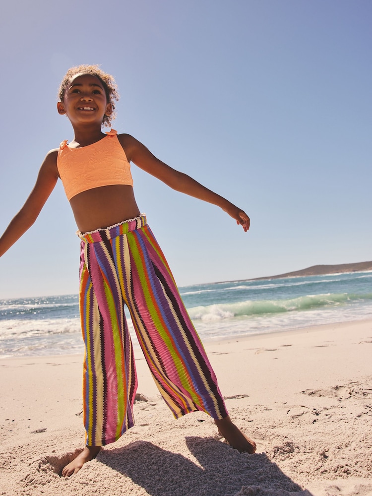 Roz/Portocaliu - Textured Stripe Trousers (3-16yrs) - Imaginea 1 din 7