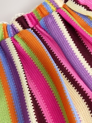 Roz/Portocaliu - Textured Stripe Trousers (3-16yrs) - Imaginea 6 din 7