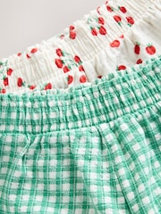 Green Gingham/Tomato Textured Scallop Trim Shorts 2 Pack (3-16yrs) - Image 5 of 6