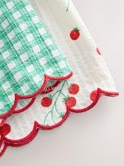 Green Gingham/Tomato Textured Scallop Trim Shorts 2 Pack (3-16yrs) - Image 6 of 6