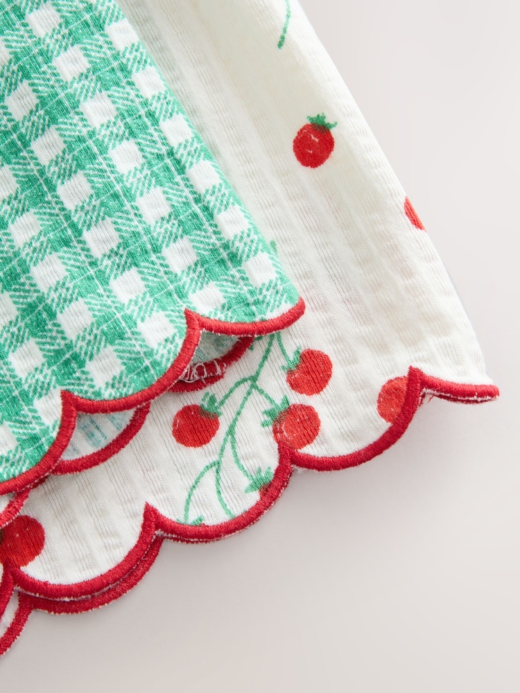 Green Gingham/Tomato Textured Scallop Trim Shorts 2 Pack (3-16yrs) - Image 6 of 6