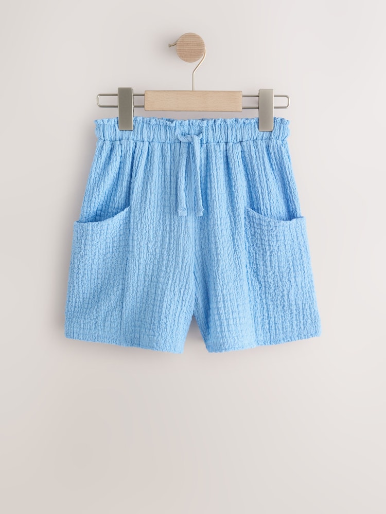 Rust/Cream/Blue Crinkle Shorts 3 Pack (3-16yrs) - Image 2 of 7