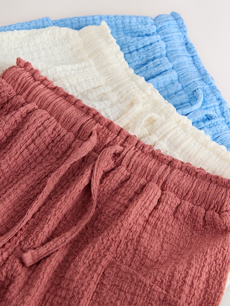 Rust/Cream/Blue Crinkle Shorts 3 Pack (3-16yrs) - Image 7 of 7