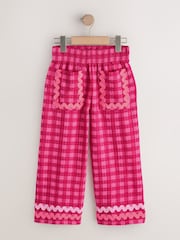 Pink Gingham Scallop Trim Wide Leg Trousers (3-16yrs) - Image 6 of 9