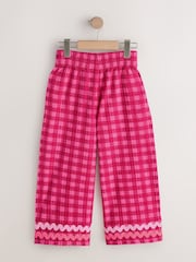 Pink Gingham Scallop Trim Wide Leg Trousers (3-16yrs) - Image 7 of 9