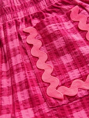 Pink Gingham Scallop Trim Wide Leg Trousers (3-16yrs) - Image 8 of 9