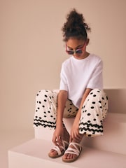 Monochrome Spot Scallop Trim Wide Leg Trousers (3-16yrs) - Image 2 of 8