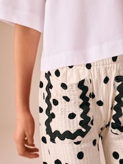 Monochrome Spot Scallop Trim Wide Leg Trousers (3-16yrs) - Image 4 of 8