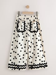 Monochrome Spot Scallop Trim Wide Leg Trousers (3-16yrs) - Image 5 of 8