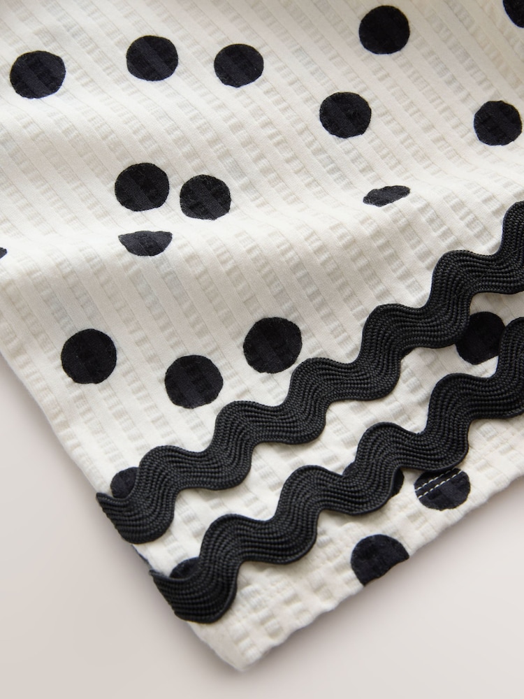 Monochrome Spot Scallop Trim Wide Leg Trousers (3-16yrs) - Image 8 of 8