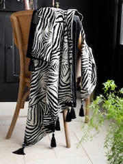 Rockett St George Dirty Zebra Printed Velvet Throw - Image 6 of 7