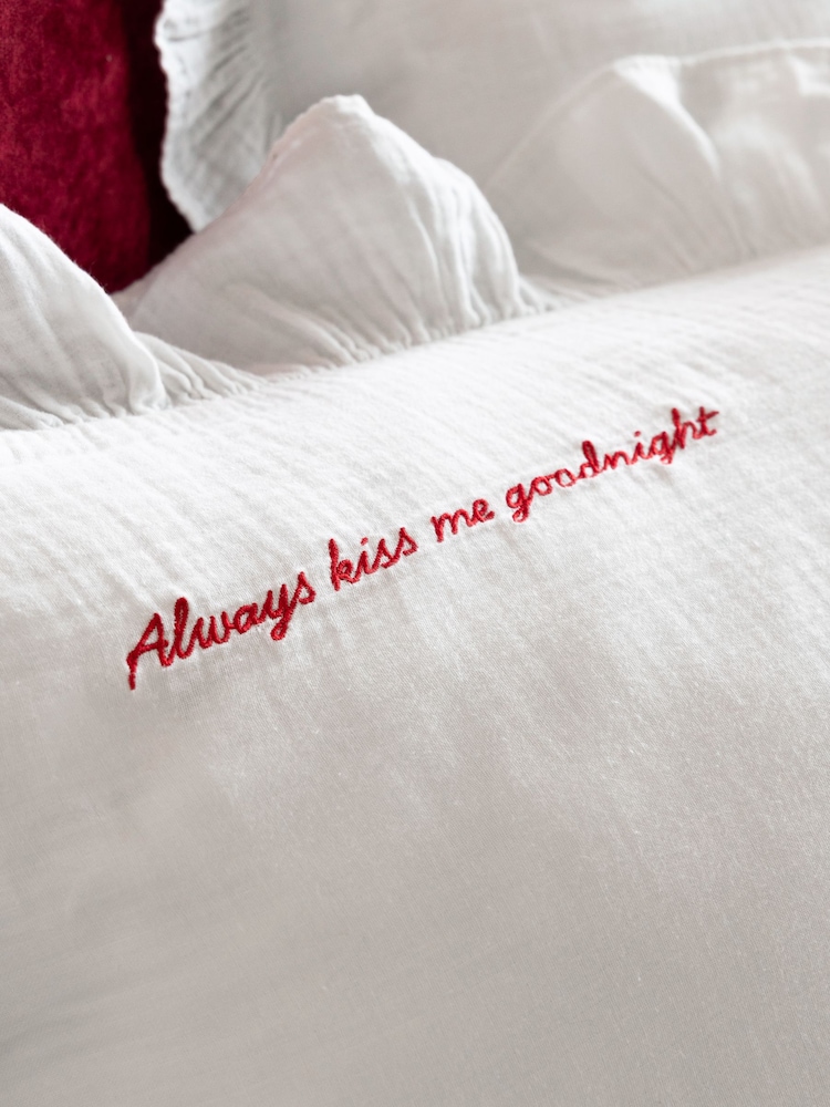 Rockett St George Love Note 100% Cotton Muslin Duvet Cover and Pillowcase Set - Image 8 of 8