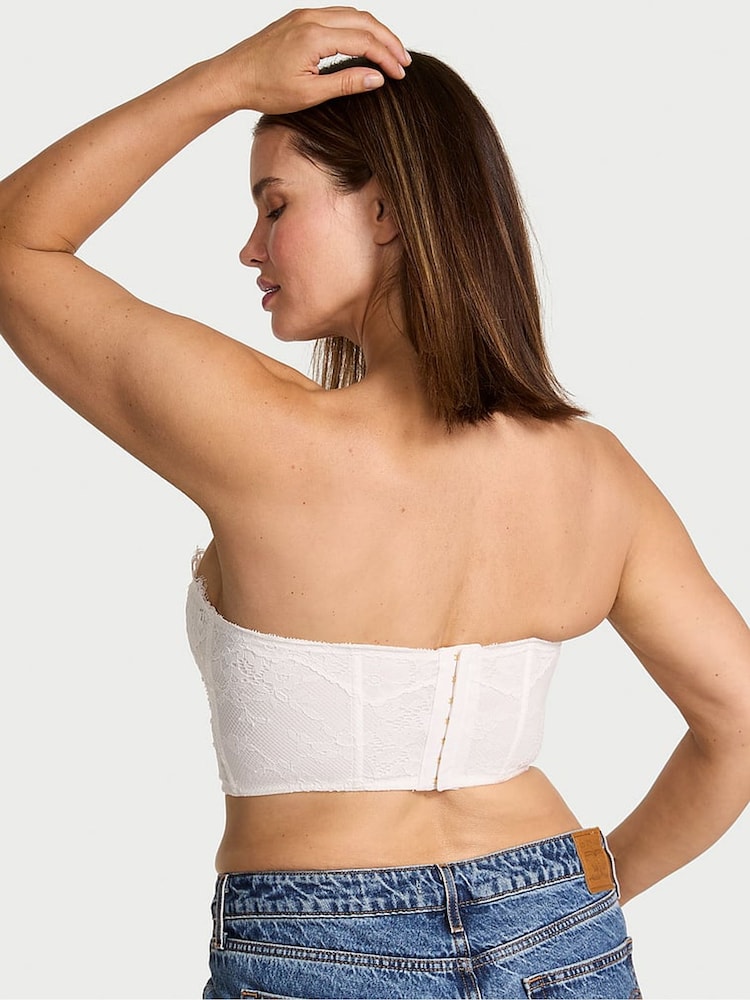 Victoria's Secret Coconut White Lace Deep V-Cropped Corset Top - Image 2 of 2