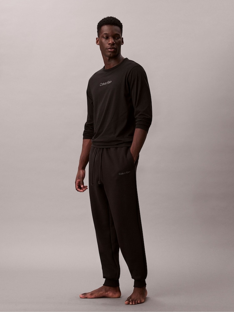 Calvin Klein Black Quilted Fleece Lounge Joggers - Image 1 of 7