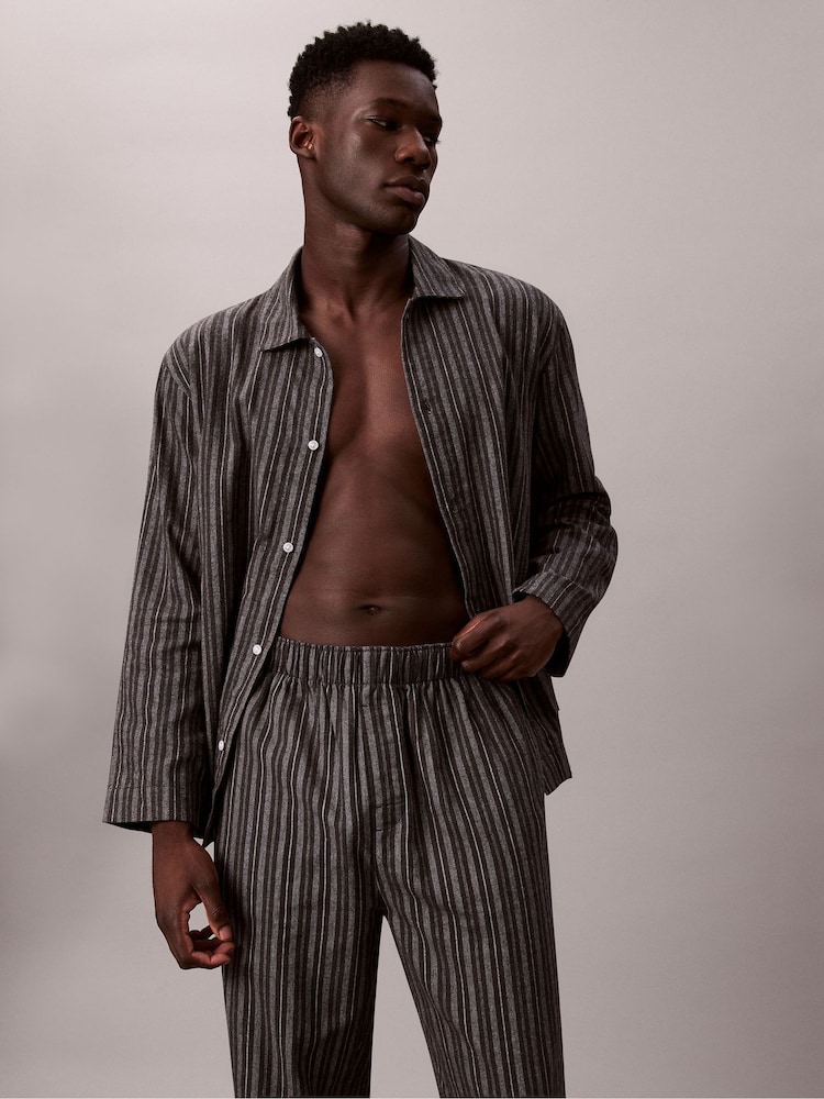 Calvin Klein Black Flannel Pyjama Joggers - Image 1 of 5 Calvin Klein Black Flannel Pyjama Joggers - Image 1 of 5