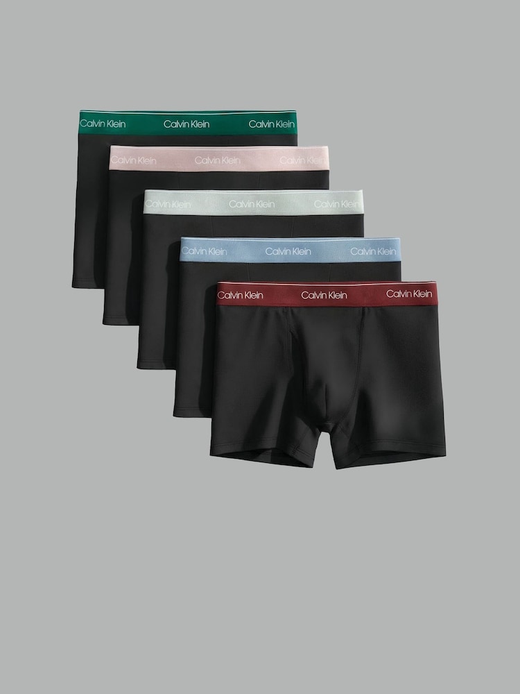 Calvin Klein Black Trunks 5 Pack with Icon Cotton Stretch - Image 1 of 5