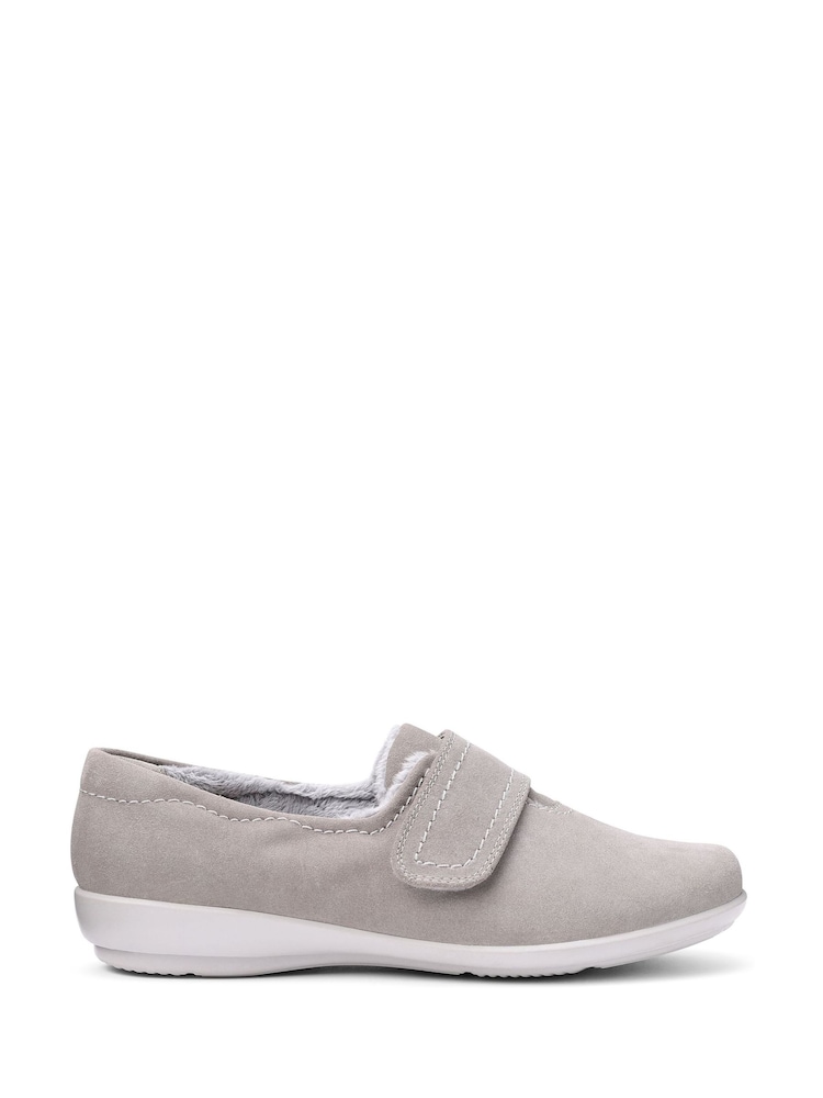 Hotter Grey Regular Fit Toasty Touch Fastening Slippers - Image 2 of 4 Hotter Grey Regular Fit Toasty Touch Fastening Slippers - Image 2 of 4