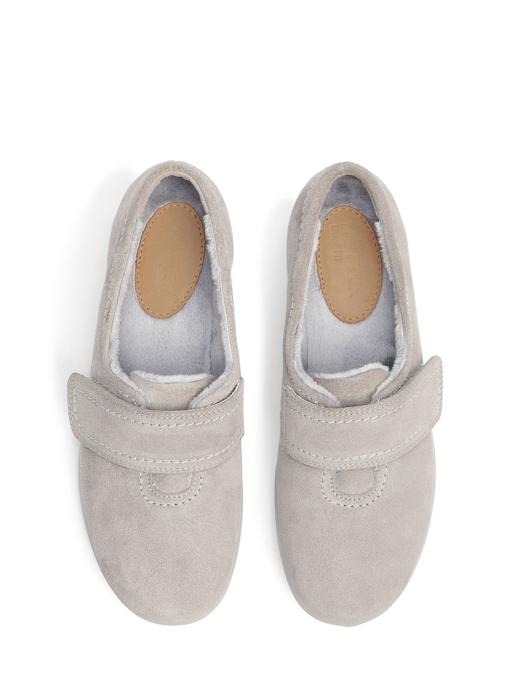 Hotter Grey Wide Fit Toasty Touch Fastening Slippers - Image 4 of 4 Hotter Grey Wide Fit Toasty Touch Fastening Slippers - Image 4 of 4
