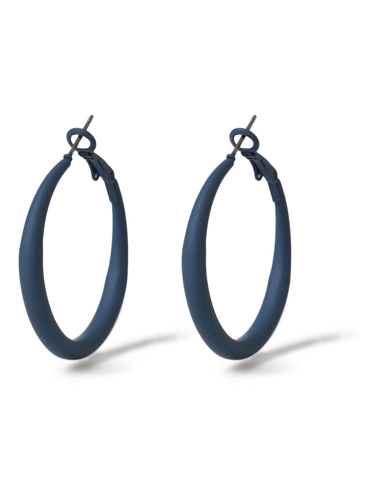 Aela Blue Matte Thin Hoop Earrings - Image 1 of 2