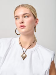 Aela Leopard Cord Heart Brown Necklace - Image 1 of 3