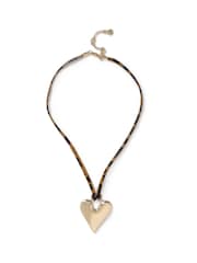 Aela Leopard Cord Heart Brown Necklace - Image 2 of 3