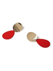 Aela Red Matte Oval Drop Earrings - Image 2 of 2