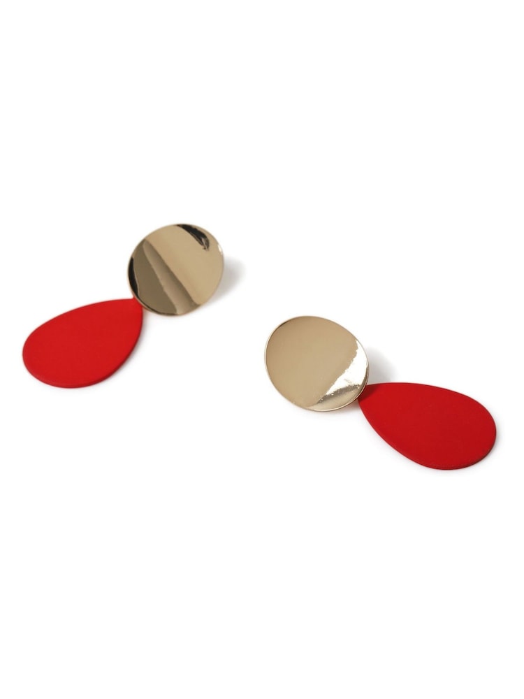 Aela Red Matte Oval Drop Earrings - Image 2 of 2
