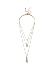 Aela Gold Tone Multirow Chain Oval Charm Necklace - Image 1 of 2