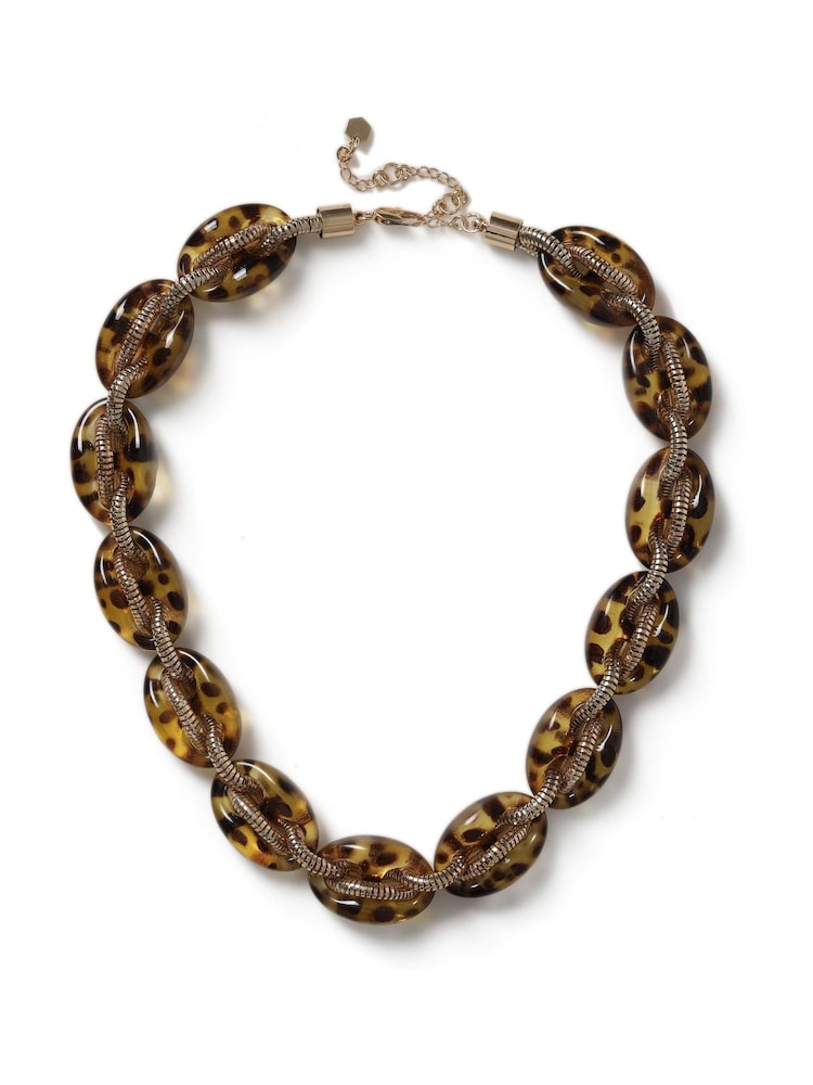 Aela Resin Chain Wrapped Brown Necklace - Image 1 of 2 Aela Resin Chain Wrapped Brown Necklace - Image 1 of 2