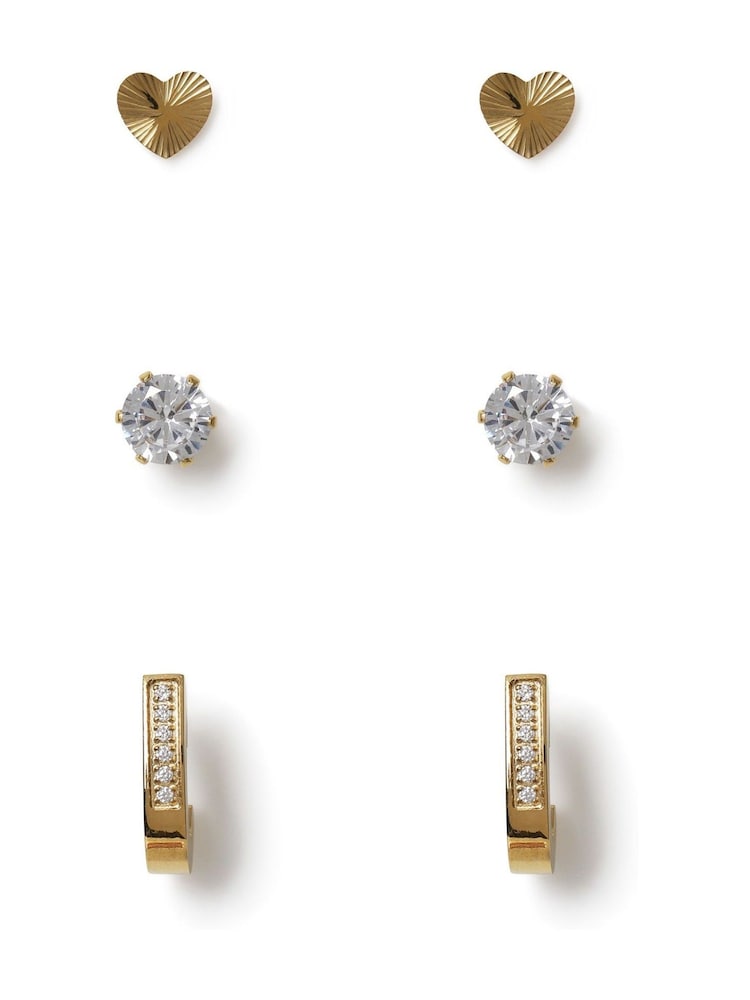 Edelstahl-Herz-Ohrstecker-Multipack - Bild 1 von 2