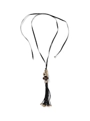 Aela Fabric Cord Tassel Black Necklace - Image 2 of 3