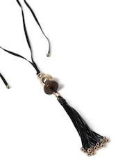 Aela Fabric Cord Tassel Black Necklace - Image 3 of 3