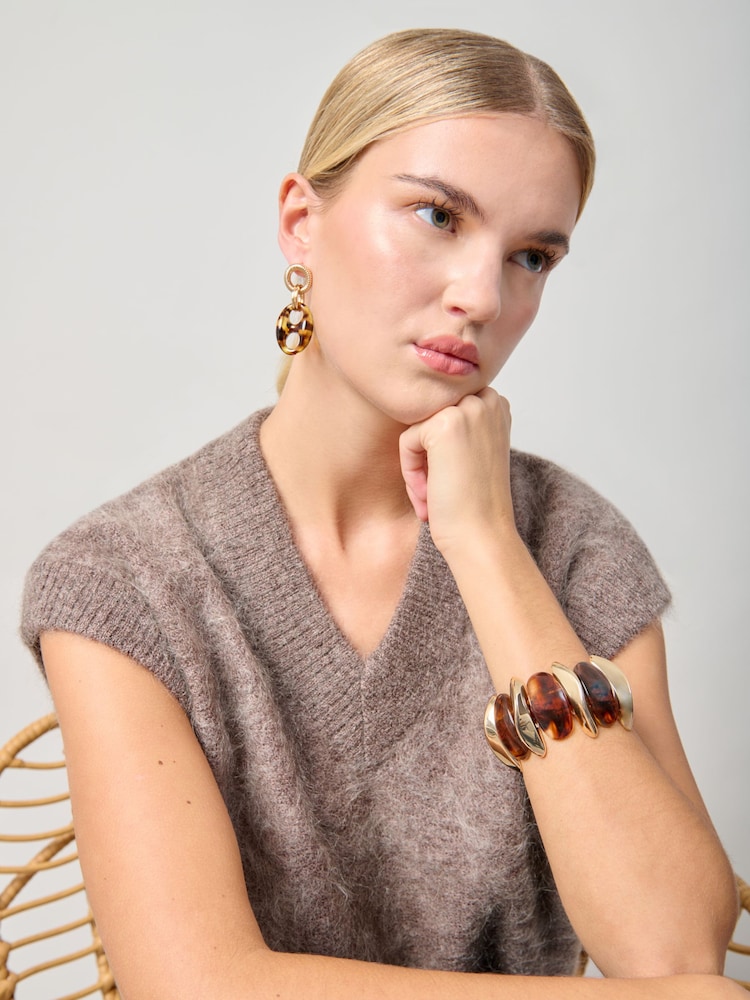 Aela Resin Stretch Brown Bracelet - Image 1 of 3